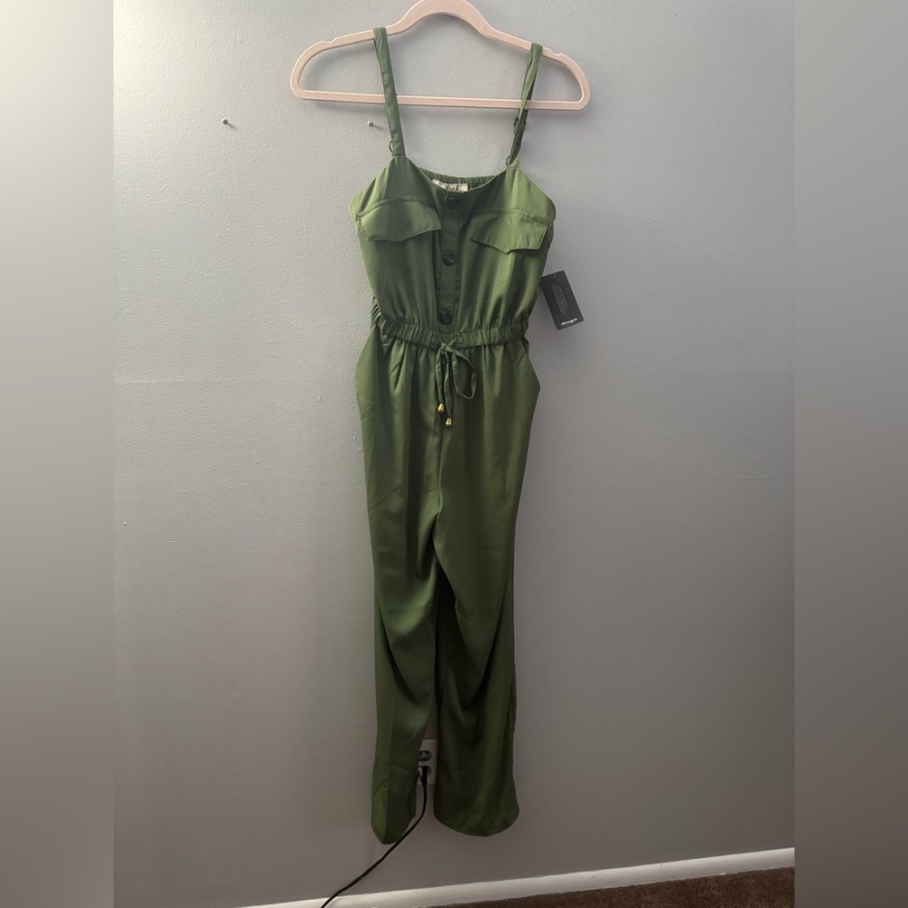 Blush Olive Green‎ Jumpsuit with Drawstring Waist